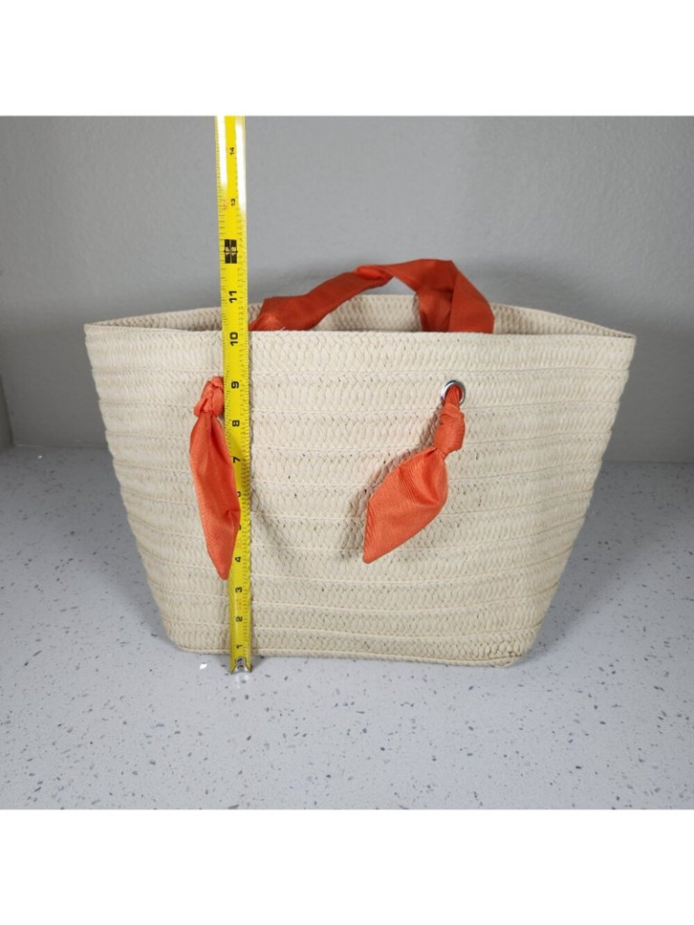 Natural Woven Straw Tote Bag Lot Of 2 Fabric Double Handle Boho Purse Handbags - Picture 9 of 14